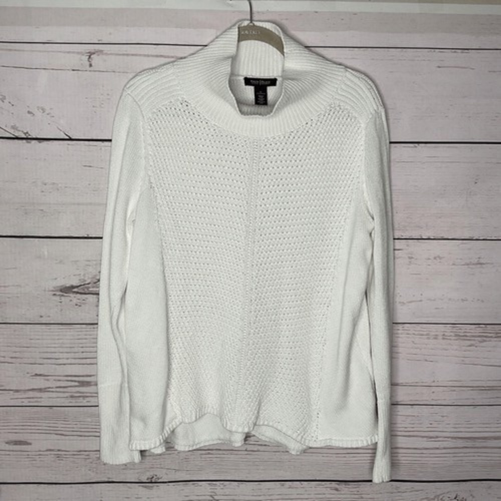 White House Black Market White Open Knit CowlNeck Sweater Women Large China